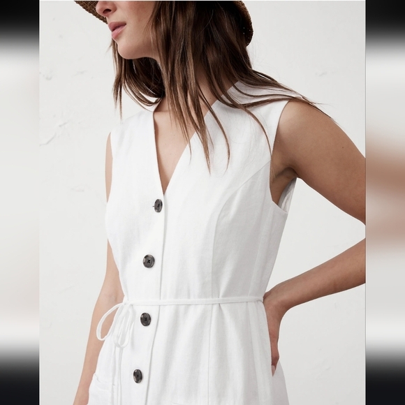 NWT Banana Republic Linen-Blend Button-Front Mini Dress - Size M - Picture 7 of 10